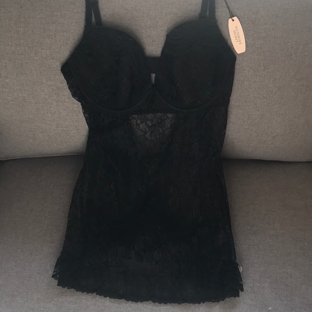 NWT Victoria’s Secret Black Lace Lingerie Slip